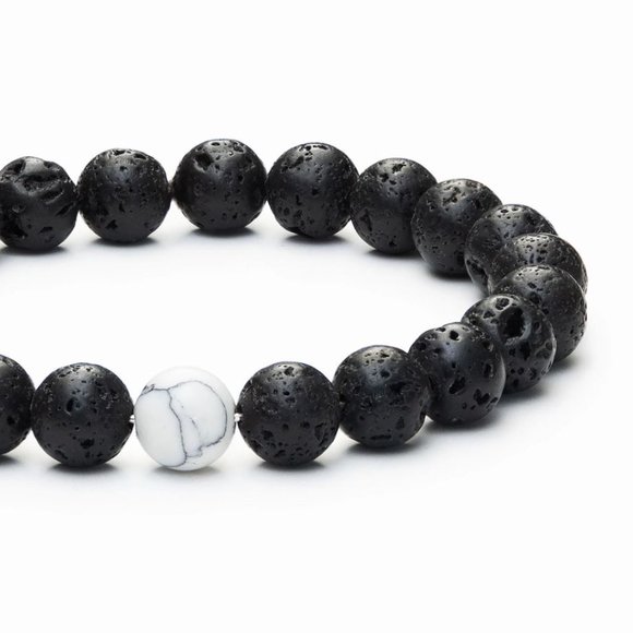 White Howlite Diffuser Bracelet - Lava/Howlite - Picture 1 of 5